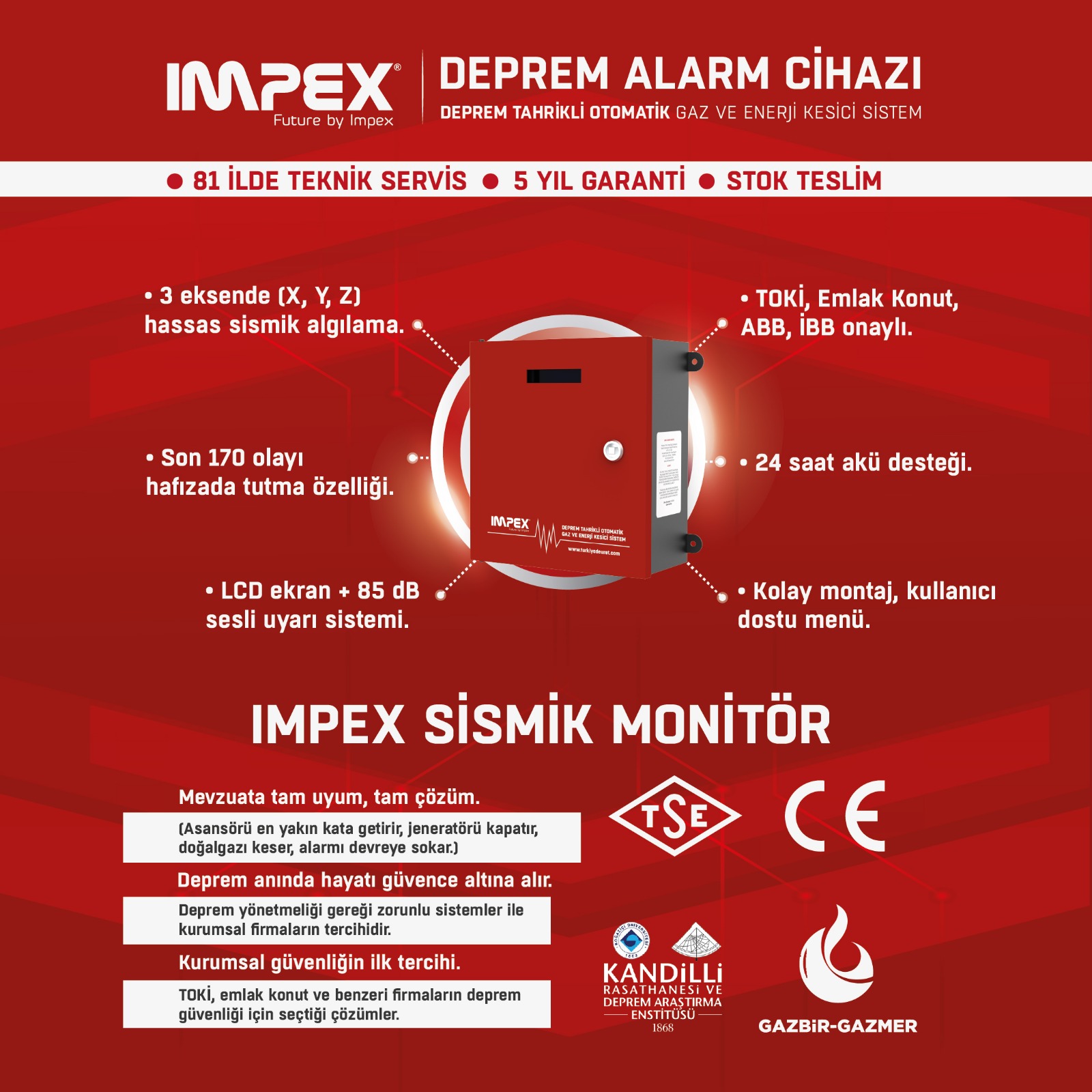 IMPEX Sismik Monitör özellikler ve teknik bilgi